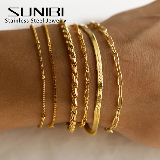 SUNIBI Classic Snake Chain Bracelets for Women