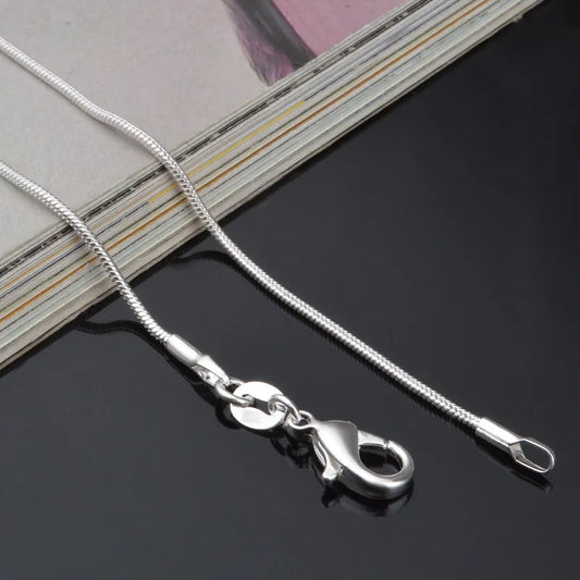 1MM 925 Sterling Silver Chain Fashion Sliver Necklace High Quality Snake Chain For Men And Women