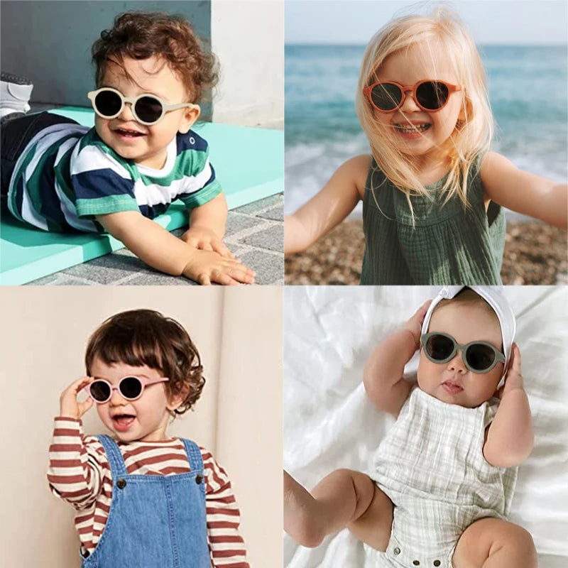 Children Vintage Frosted Round Outdoor Sun Protection Sunglasses