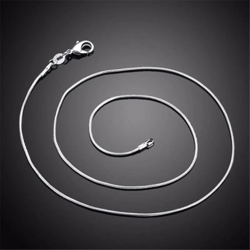 1MM 925 Sterling Silver Chain Fashion Sliver Necklace High Quality Snake Chain For Men And Women