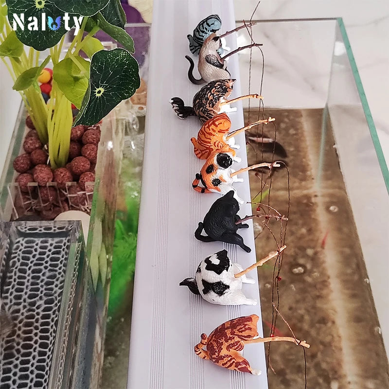 Creative Aquarium Decoration Small Fishing Cat