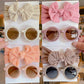 2 Pcs/Set New Children Solid Color Cotton Bowknot Wide Hairband