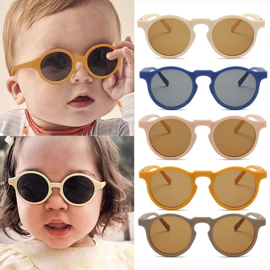 Children Vintage Frosted Round Outdoor Sun Protection Sunglasses