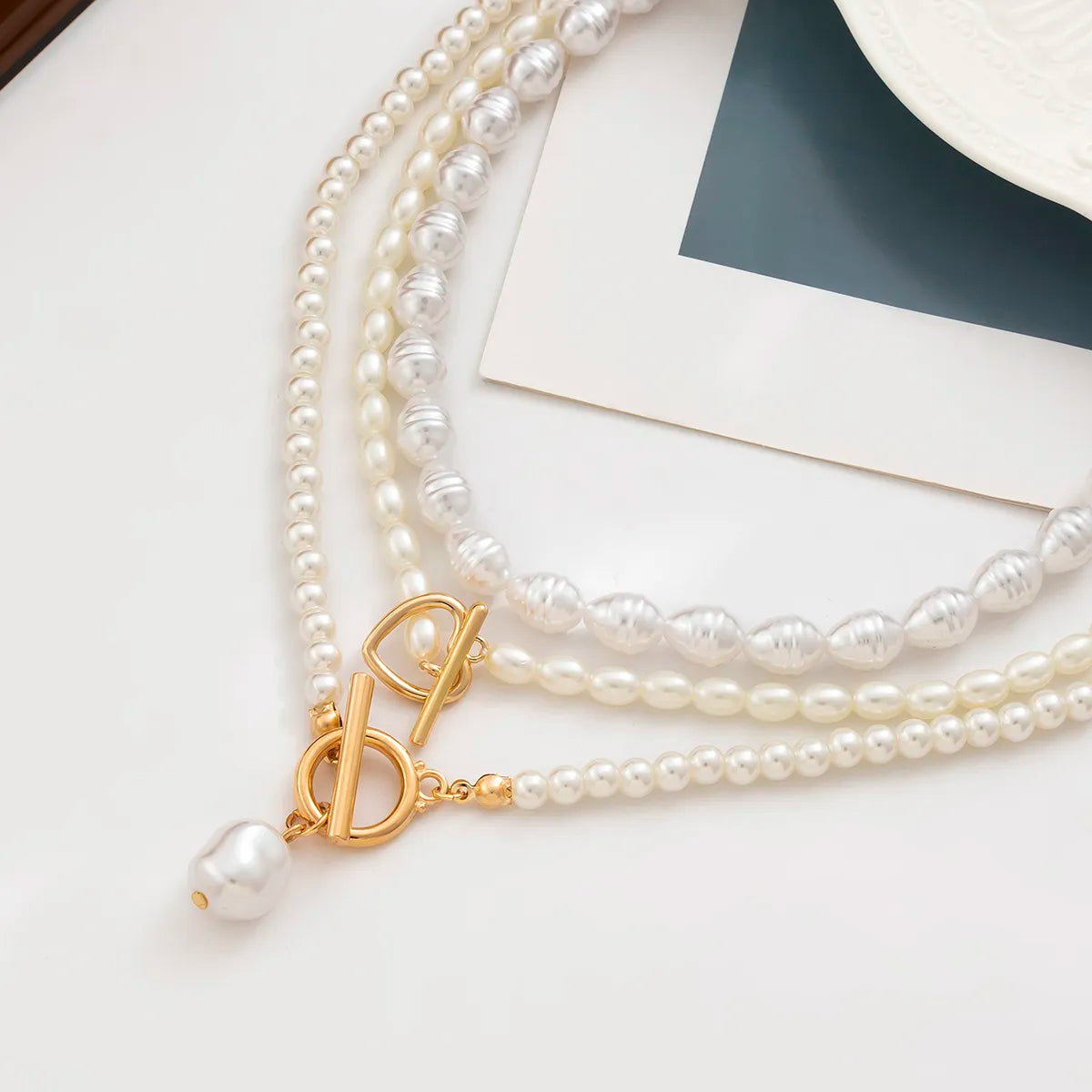 Ingemark Vintage Imitation-Pearl Heart OT Buckle Pendant