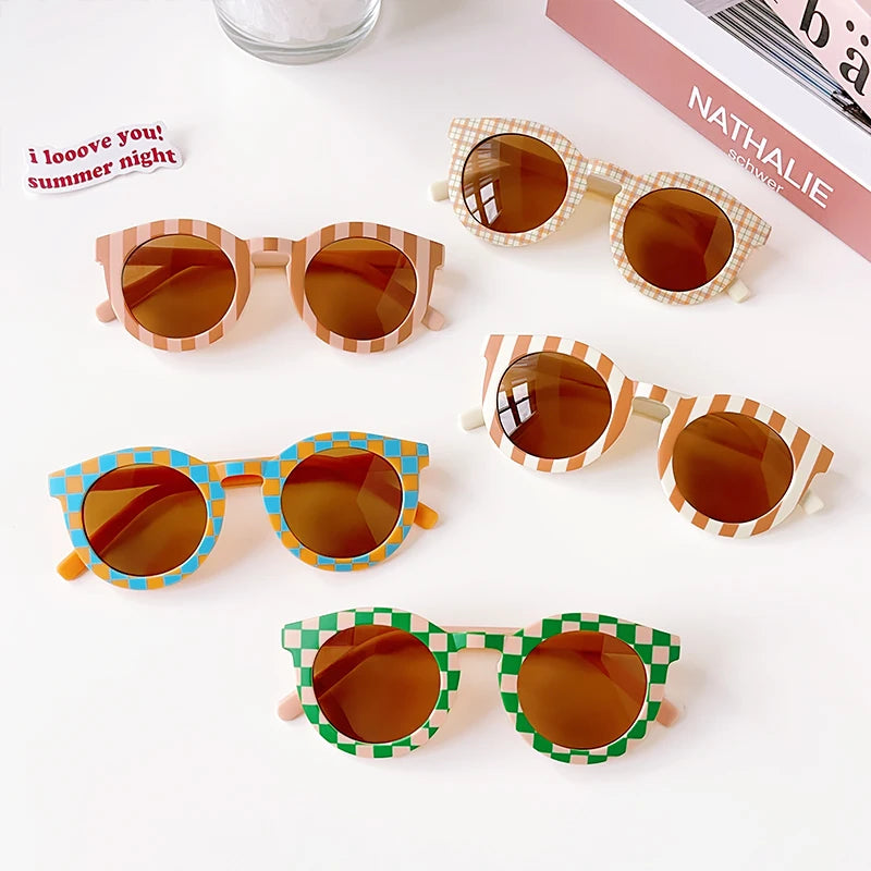 Children Vintage Frosted Round Outdoor Sun Protection Sunglasses