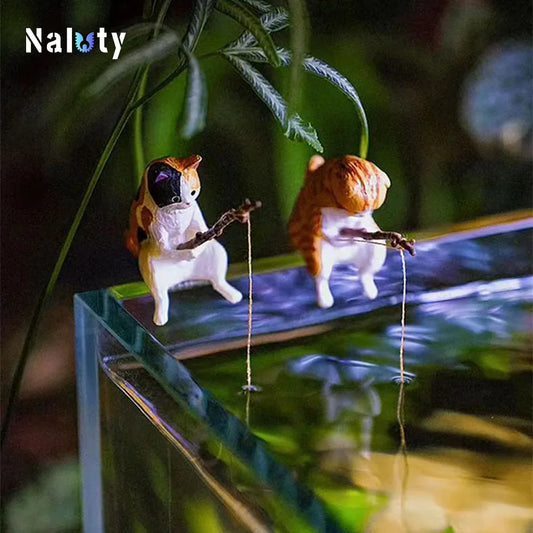 Creative Aquarium Decoration Small Fishing Cat